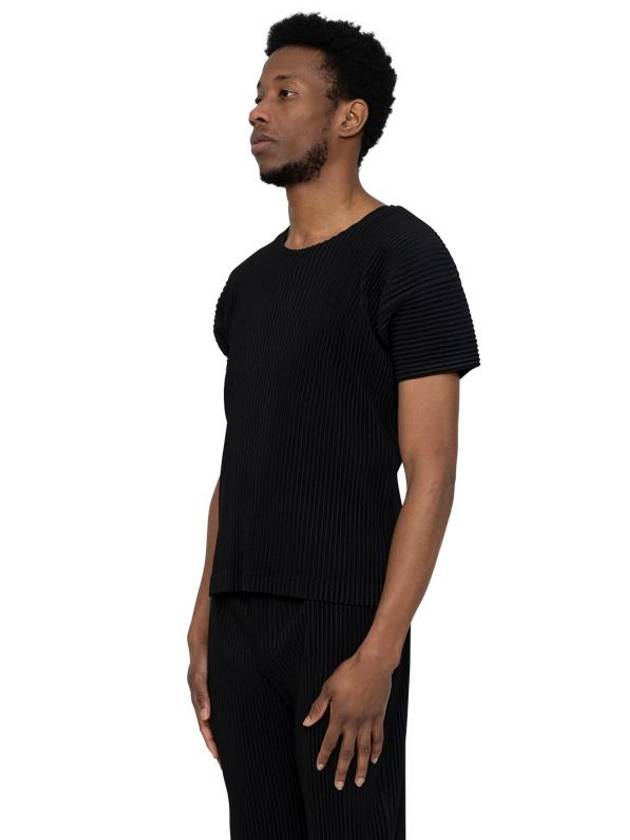 Pleated Short Sleeve T-Shirt Black - ISSEY MIYAKE - BALAAN 3