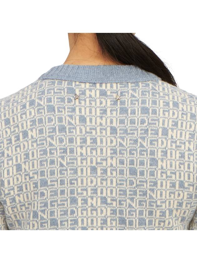 Jacquard Lettering Motif Cropped Knit Top Light Blue - GOLDEN GOOSE - BALAAN 10