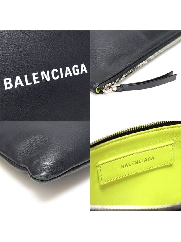 Women s Balenciaga 485110 Black Leather Everyday Logo Clutch gt Pouch Gangbuk used luxury goods - BALENCIAGA - BALAAN 8