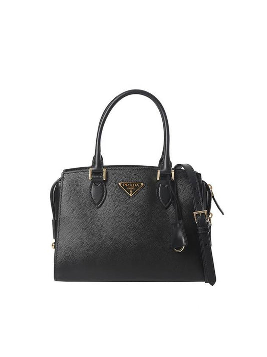 Logo Saffiano Tote Bag Black - PRADA - BALAAN 1