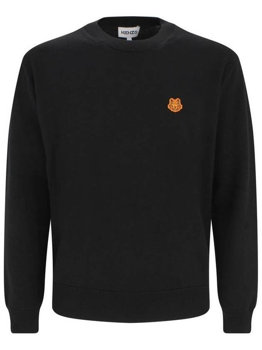 Tiger Logo Wool Knit Top Black - KENZO - BALAAN.