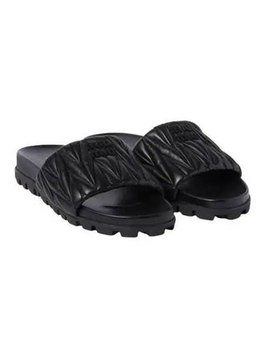 MIU Logo Flat Slippers Black 5XX601 3LM4 - MIU MIU - BALAAN 1