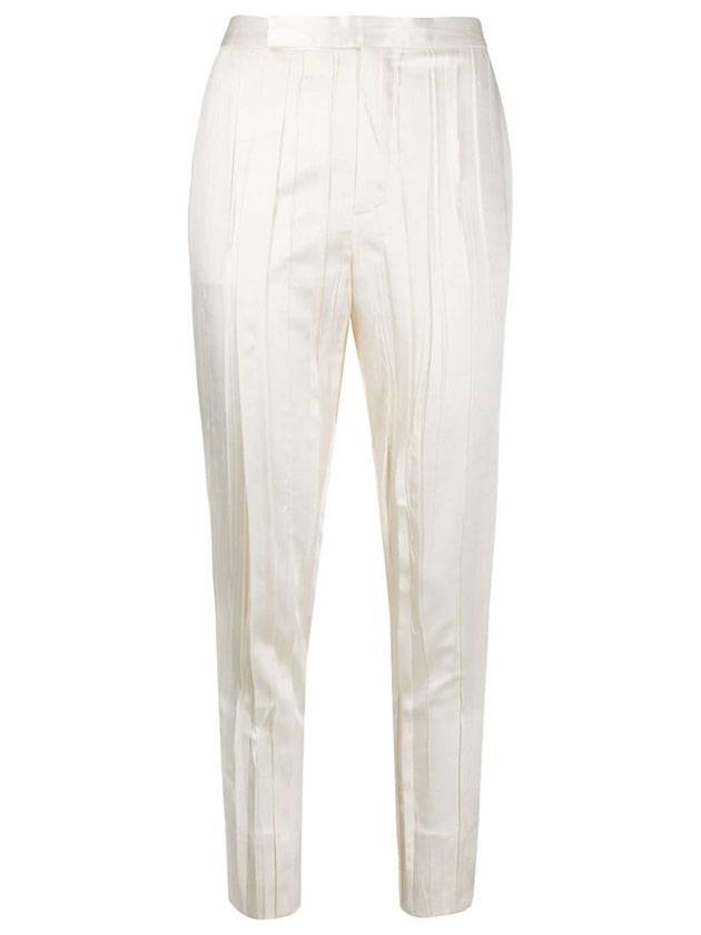 White Crinkle Effect Tailor Straight Pants White - SAINT LAURENT - BALAAN 1