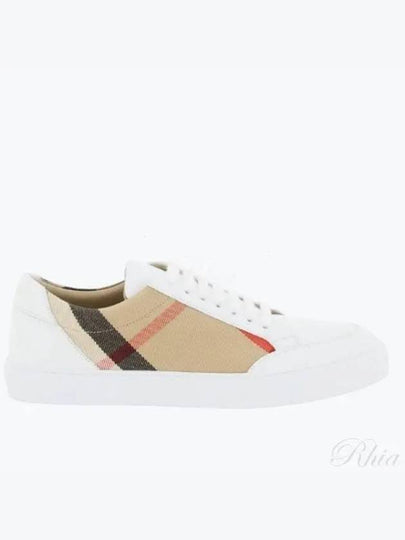 House Check Leather Sneakers Optic White - BURBERRY - BALAAN 2