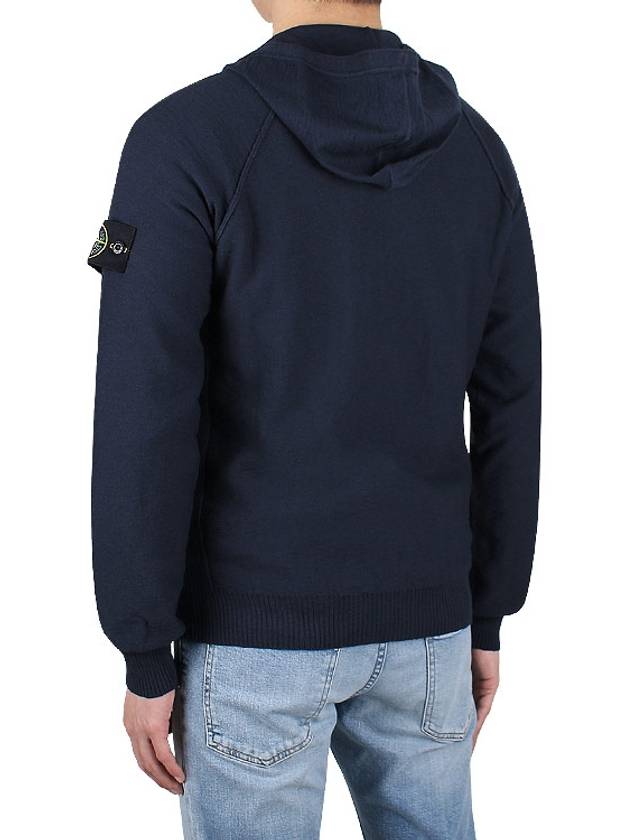 Logo Patch Zip Up Hoodie Navy - STONE ISLAND - BALAAN 6