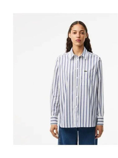 Women s oversized poplin shirt blue - LACOSTE - BALAAN 1