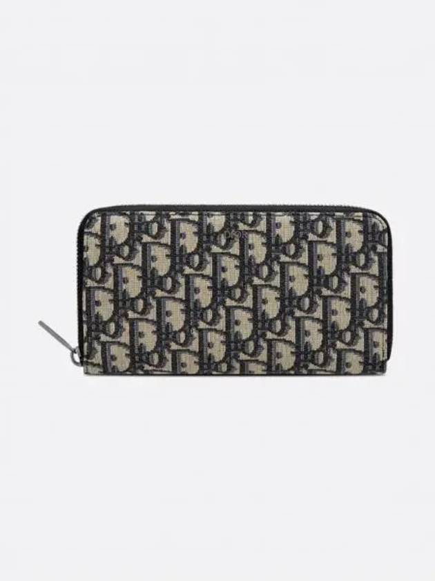 Oblique Jacquard Zipper Long Wallet Black Beige - DIOR - BALAAN 2