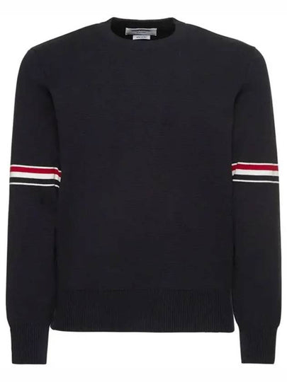 Men's Milan Stitch Armband Crew Neck Knit Top Navy - THOM BROWNE - BALAAN 2