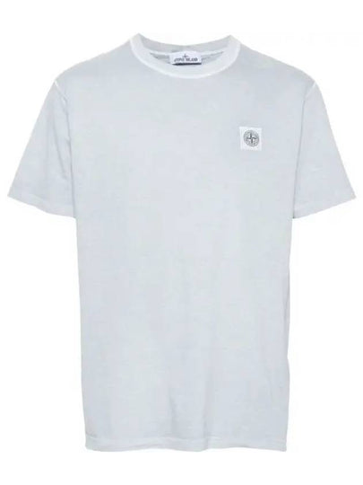 Organic Cotton Short Sleeve T-Shirt Sky Blue - STONE ISLAND - BALAAN 2