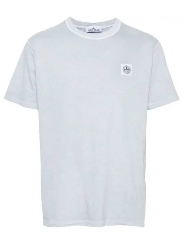 Organic Cotton Short Sleeve T-Shirt Sky Blue - STONE ISLAND - BALAAN 2