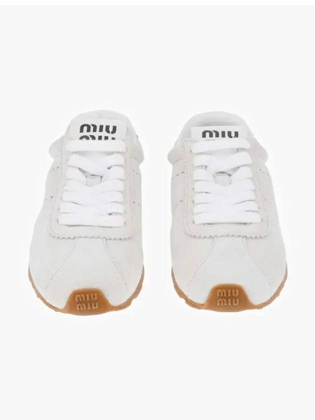 Suede Low Top Sneakers White - MIU MIU - BALAAN 4