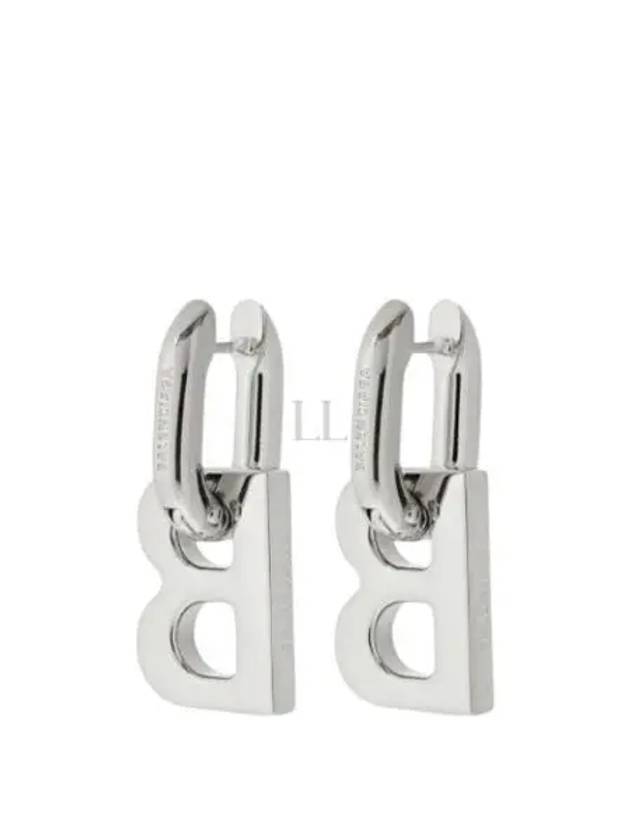 B Logo XL Earrings Silver - BALENCIAGA - BALAAN 2