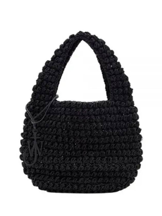 Logo Charm Popcorn Shoulder Bag Black - JW ANDERSON - BALAAN 2