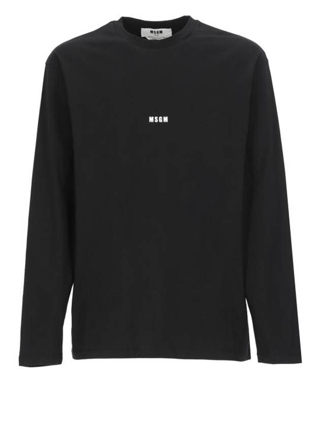 Micro Logo Print Long Sleeve T-Shirt Black - MSGM - BALAAN 2