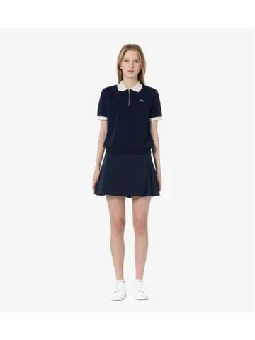 Women s unbalanced pleated skirt dark navy - LACOSTE - BALAAN 1