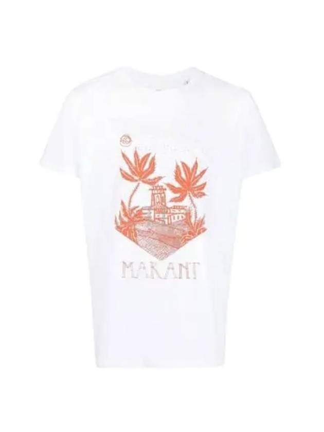 Men's Zafferh Printed Cotton Short Sleeve T-Shirt White - ISABEL MARANT - BALAAN 2