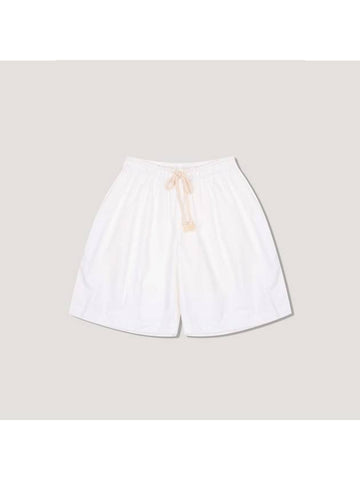 Drawstring Waist Wide Cotton Shorts White - JIL SANDER - BALAAN 1