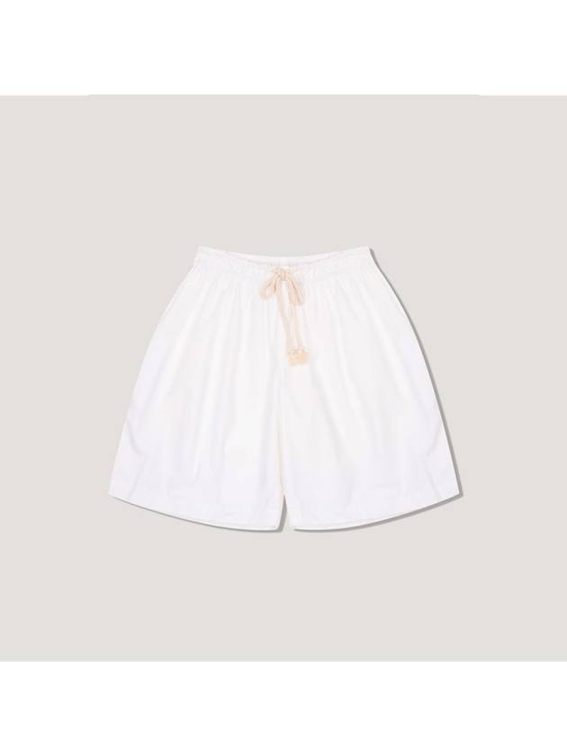 Drawstring Waist Wide Cotton Shorts White - JIL SANDER - BALAAN 1