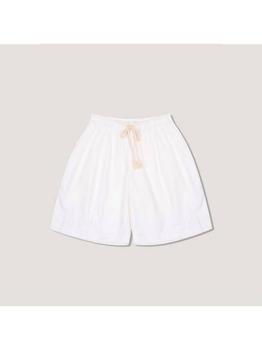 Drawstring Waist Wide Cotton Shorts White - JIL SANDER - BALAAN 1