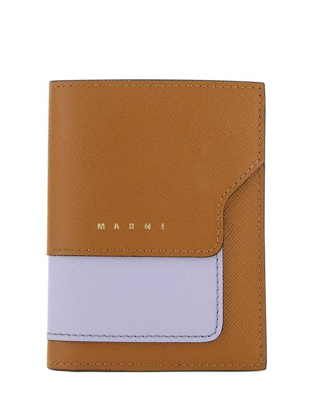 Two-tone Saffiano Coin Halfwallet Brown - MARNI - BALAAN.