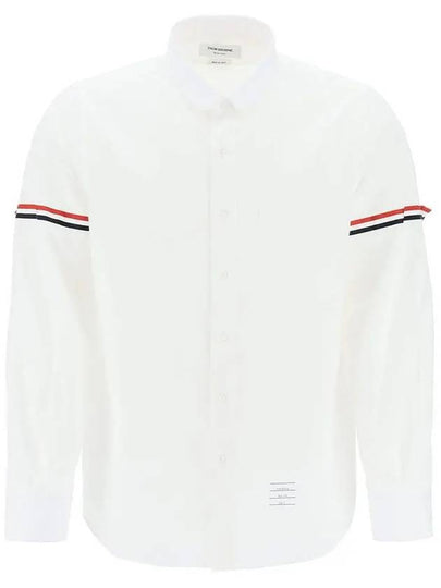 Armband Detail Seersucker Long Sleeve Shirt White - THOM BROWNE - BALAAN 2