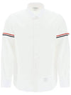 Armband Detail Seersucker Long Sleeve Shirt White - THOM BROWNE - BALAAN 2