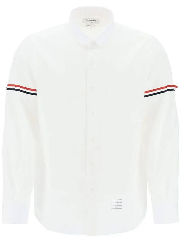 Armband Detail Seersucker Long Sleeve Shirt White - THOM BROWNE - BALAAN 2