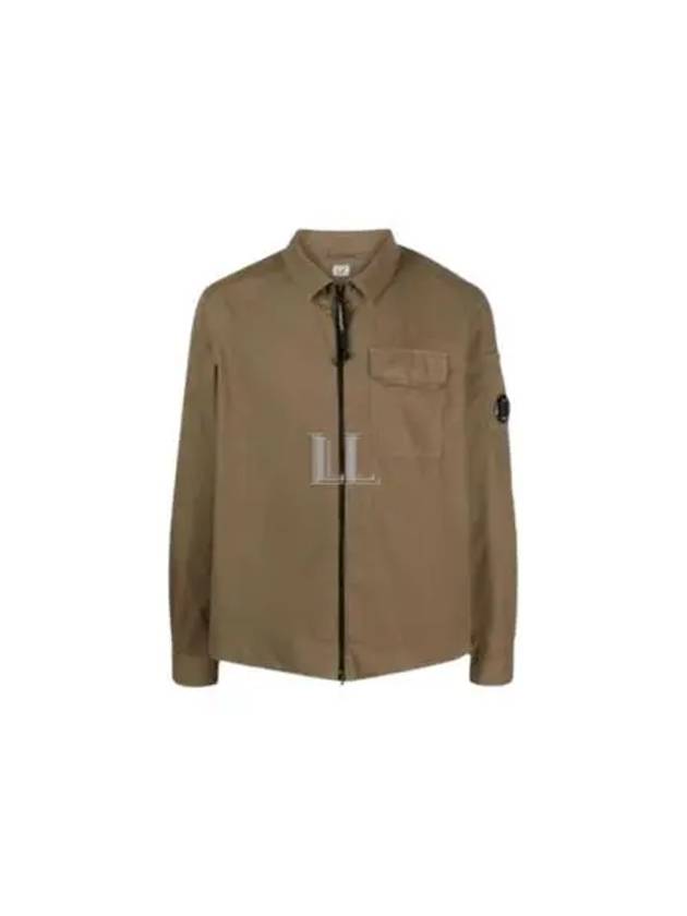 Gabardine Zipped Long Sleeve Shirt Khaki - CP COMPANY - BALAAN 2