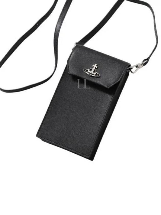 Fake Leather ORB Logo Strap Phone Pouch Black - VIVIENNE WESTWOOD - BALAAN 2