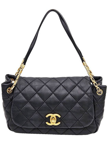 Chanel Black Leather Stitched Gold Flap Shoulder Bag 14th - CHANEL - BALAAN 1