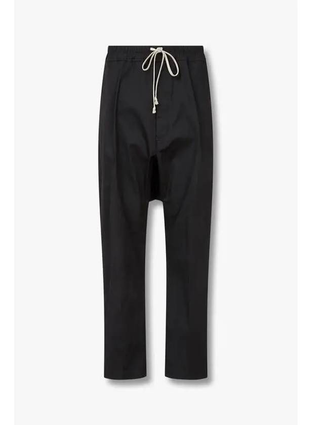 MEN Cotton Drawstring Long Pants Black - RICK OWENS - BALAAN 1