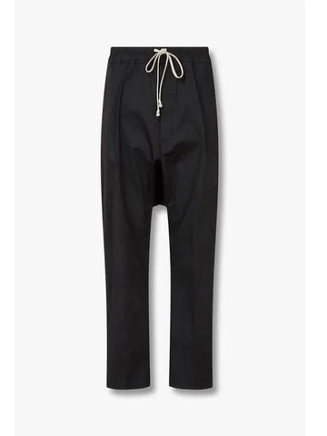 MEN Cotton Drawstring Long Pants Black - RICK OWENS - BALAAN 1