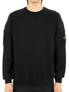 Garment Dyed Double Pocket Brushed Cotton Fleece Sweatshirt Black - STONE ISLAND - BALAAN 3