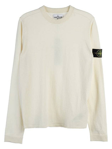 Wappen Patch Crew Neck Knit Top Off White - STONE ISLAND - BALAAN 1