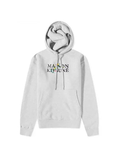 Flowers Comfort Logo Print Hoodie Light Grey Melange - MAISON KITSUNE - BALAAN 1