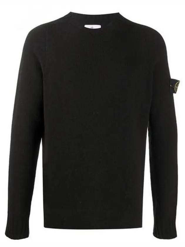 Lambswool Crewneck Knit Top Black - STONE ISLAND - BALAAN 1