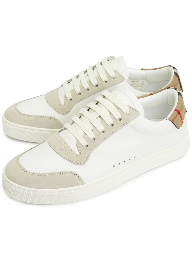 Leather Suede Check Cotton Low Top Sneakers White - BURBERRY - BALAAN 2