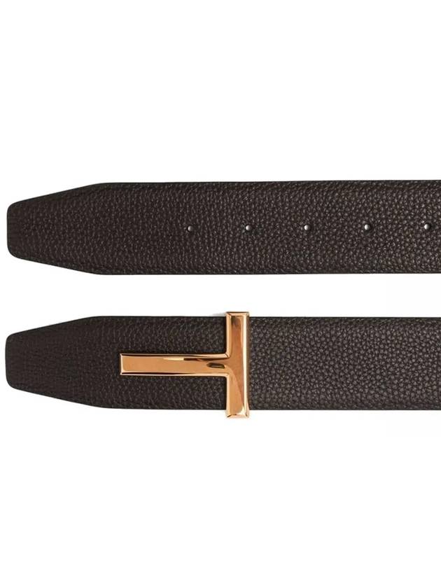 T Buckle Reversible Leather Belt Black Brown - TOM FORD - BALAAN 5