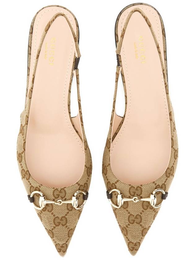 Horsebit Slingback Ballet Flat Beige Ebony - GUCCI - BALAAN 4