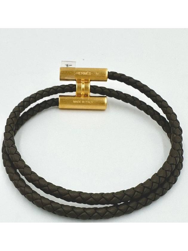 Tournis Tresse Bracelet Gold Brown - HERMES - BALAAN 6