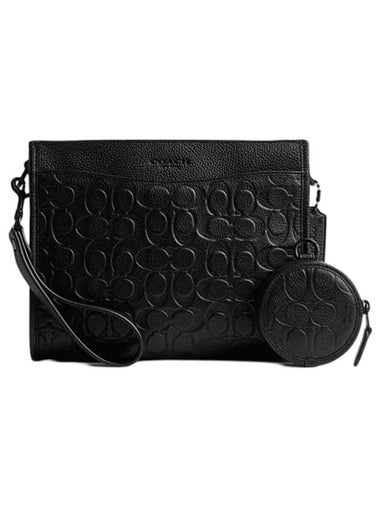 Hitch Convertible Crossbody Signature Leather Hybrid Pouch Bag Black - COACH - BALAAN 1