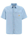 Carhartt WIP Short Sleeve Denim Shirt Blue Stone Bleached I033347 01 12 - CARHARTT WIP - BALAAN 1