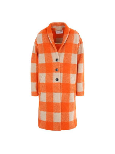 Women's Gabrielle Check Single Coat Orange - ISABEL MARANT - BALAAN 1