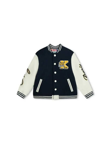 Kids Tiger Logo Bomber Jacket Blue - KENZO - BALAAN 1