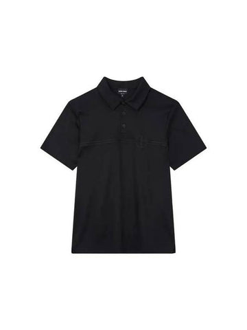 Men s Embroidered Logo Cotton Polo Shirt Black - GIORGIO ARMANI - BALAAN 1