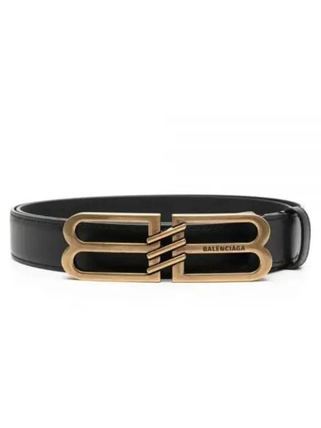 BB Signature 30 Buckle Leather Belt Black - BALENCIAGA - BALAAN 2