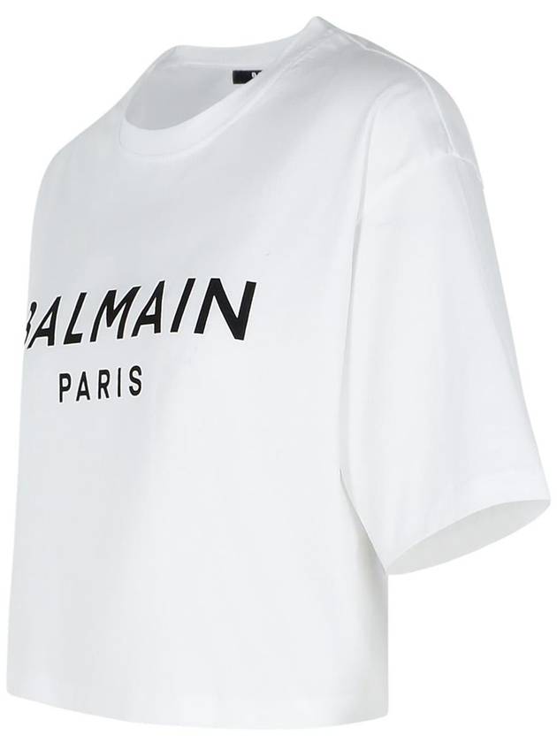 Short Sleeve T-Shirt BF1EE020BB02 GAB BLANC NOIR - BALMAIN - BALAAN 3