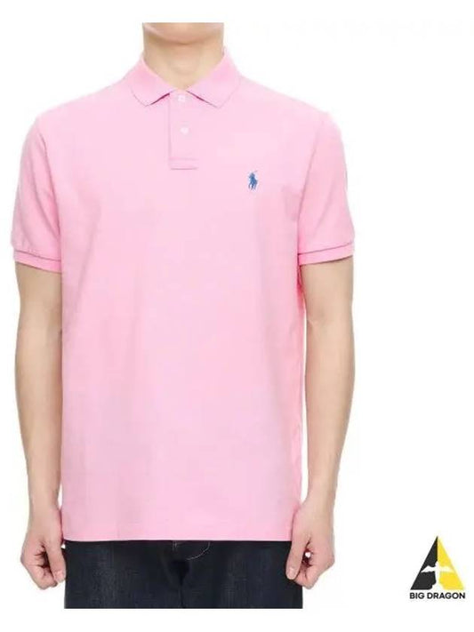 Custom Slim Fit Mesh Polo Shirt Pink - POLO RALPH LAUREN - BALAAN 1