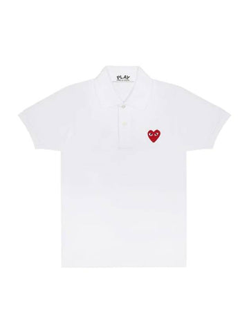 Red Heart Wappen Polo Shirt P1 T006 5 White - COMME DES GARCONS - BALAAN 1
