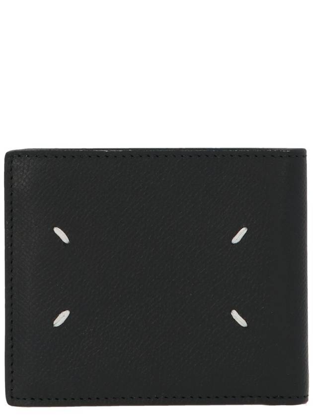 Stitched Bifold Leather Half Wallet Black - MAISON MARGIELA - BALAAN 3